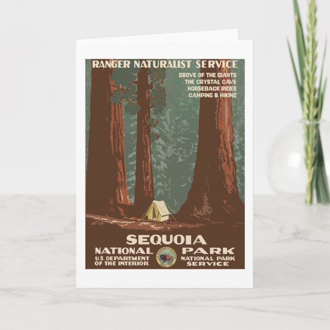 Sequoia National Park USA Vintage Travel Poster Card (Front)