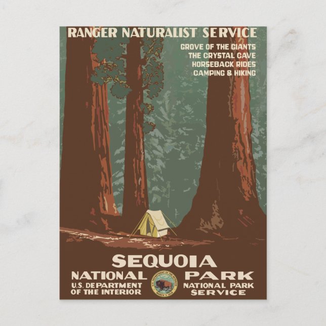 Sequoia National Park Vintage Travel Poster Postcard (Front)