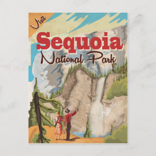 Sequoia vintage Travel Poster. Postcard