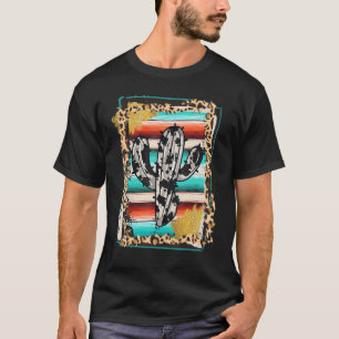 SERAPE CACTUS Leopard Cow Pattern Print Cowgirl Ro T-Shirt