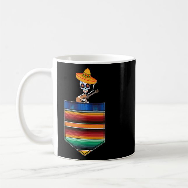 Serape Calaca Blanket Pocket Mexican Fiesta Party  Coffee Mug (Left)