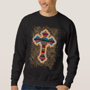 Serape Cross Aztec Geometric Mexican Tribe Blanket Sweatshirt