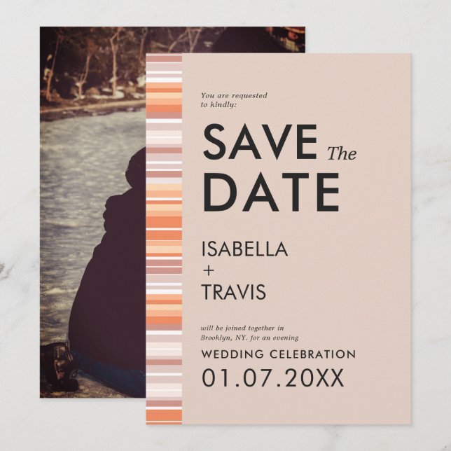 Serape  Fall Season Stripes | Photo Save the Date Invitation (Front/Back)