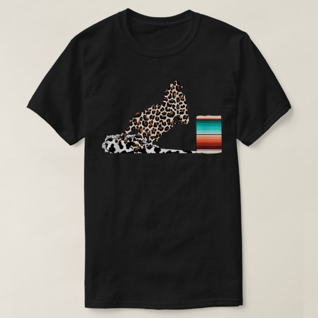 Serape Leopard Cow pattern Rodeo Western Horse Bar T-Shirt (Design Front)