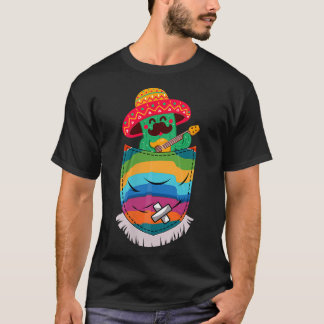 Serape Pocket Pinata Meican cactus guitar Fiesta C T-Shirt