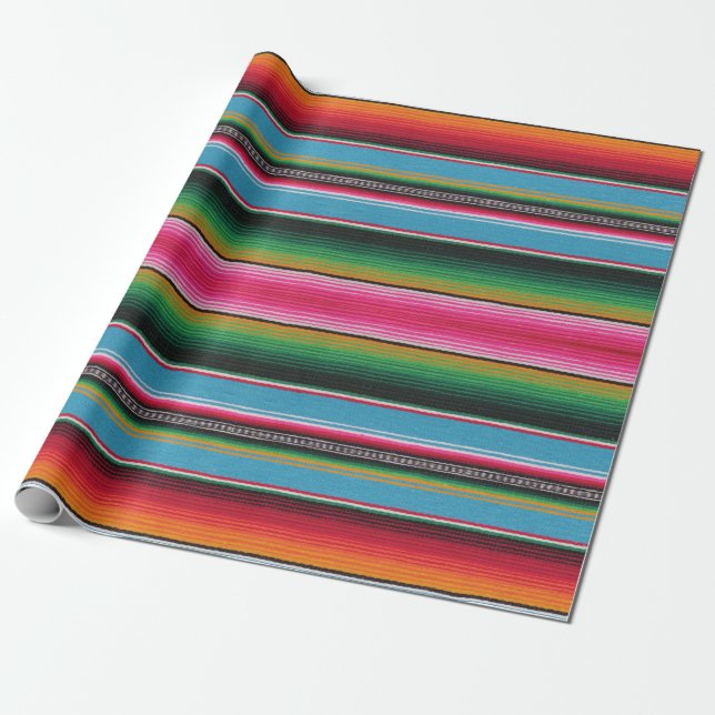serape print, wrapping paper, baby blue paper (Unrolled)