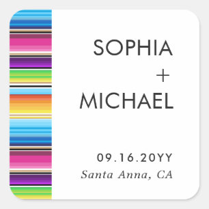 Serape Spring Minimal Wedding Invitation  Square Sticker