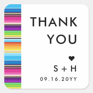 Serape Spring Stripes   Thank You Square Sticker