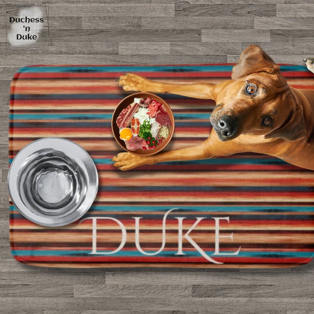 Serape Stripe Western Personalised Dog Feeding Mat (Serape Stripe Western Personalized Dog Feeding Mat)