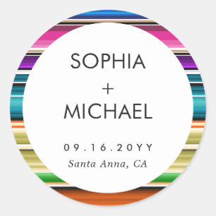 Serape Summer   Minimal Wedding  Classic Round Sticker