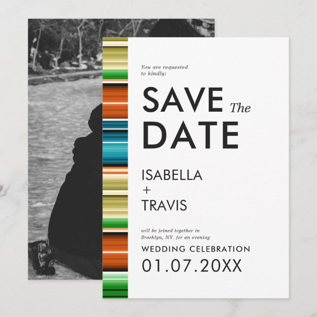 Serape Summer Stripes | Photo Save the Date Invitation (Front/Back)