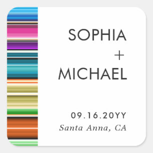 Serape Summer Stripes   Wedding Invitation  Square Sticker