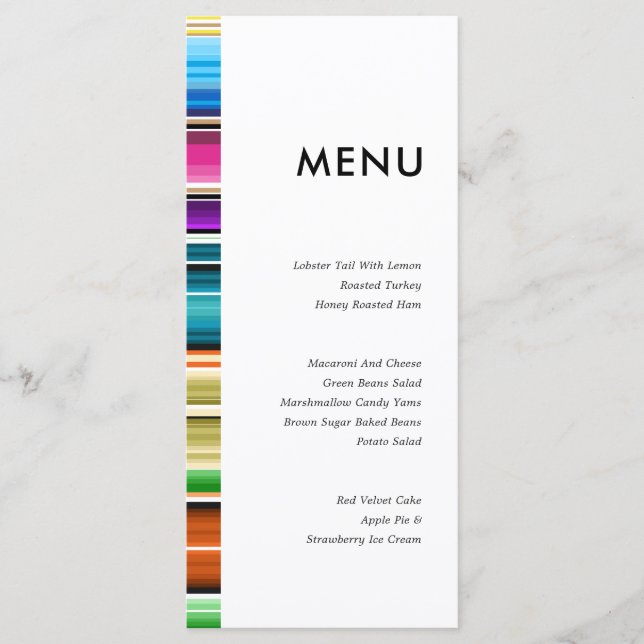 Serape Summer Stripes | Wedding Menu  (Front)