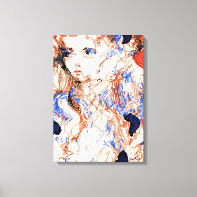 Seraph Angel Mythical Creature Ink Pen Drawing Canvas Print (Front)