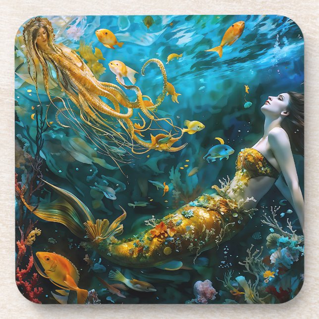 “Seraphina” – Beautiful Mystical Mermaid Coaster (Front)