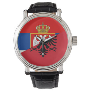 serbia albania flag country half symbol watch
