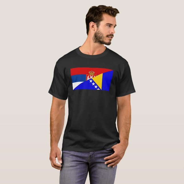 serbia bosnia Herzegovina flag country half symbol T-Shirt (Front Full)