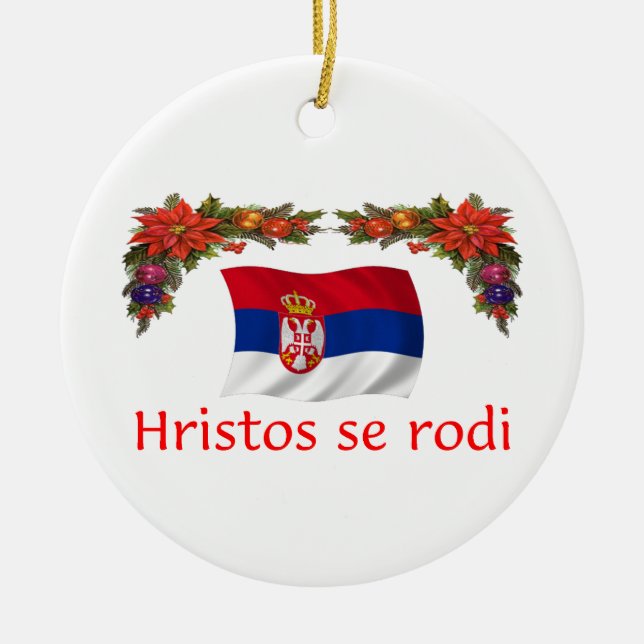 Serbia Christmas Ceramic Tree Decoration (Front)