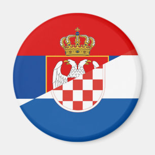 serbia croatia flag country half symbol magnet