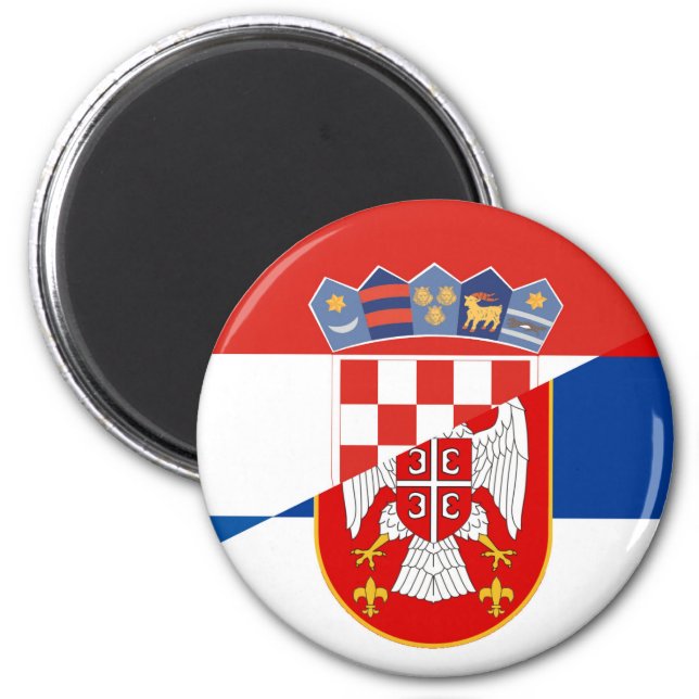 serbia croatia flag country half symbol magnet (Front)