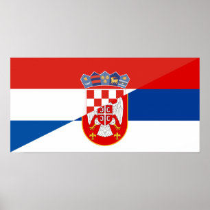 serbia croatia flag country half symbol poster