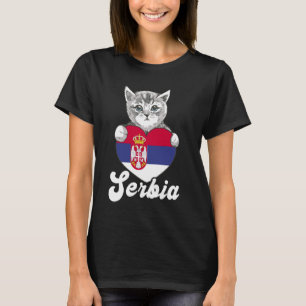 Serbia Cute Cat Heart Serbian Roots Flag Srbija Ro T-Shirt