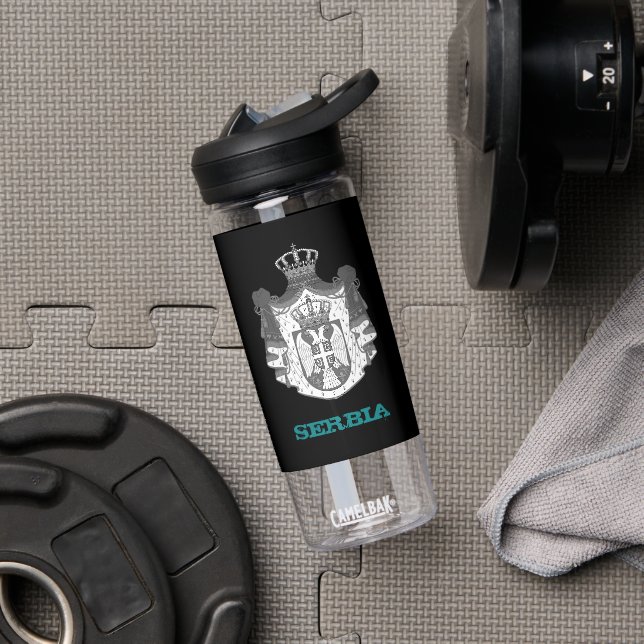 Serbia Fitness & Serbian coat of arms / flag Water Bottle (Gym)