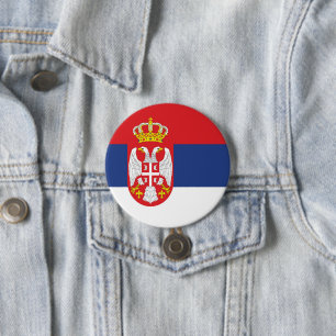 Serbia flag 7.5 cm round badge