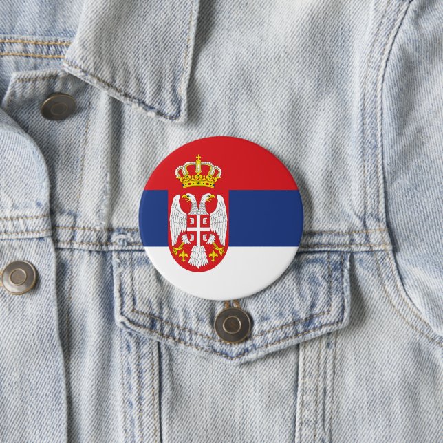 Serbia flag 7.5 cm round badge (In Situ)