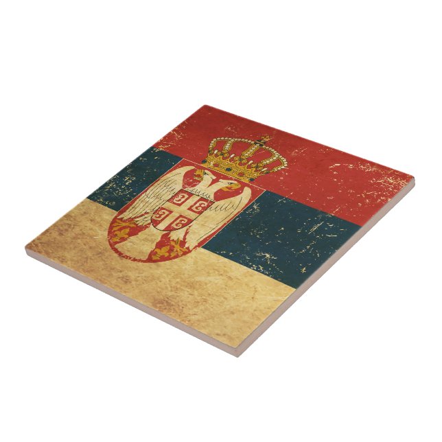 Serbia Flag Ceramic Tile (Side)