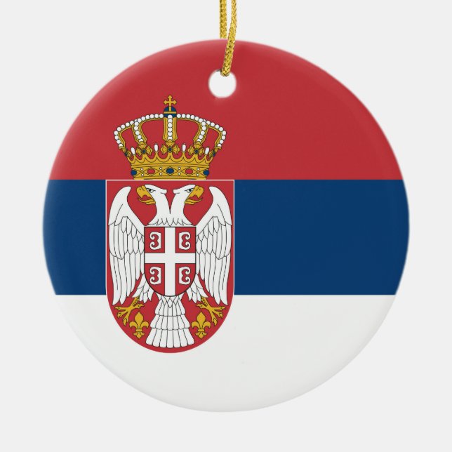 Serbia Flag Ceramic Tree Decoration (Front)