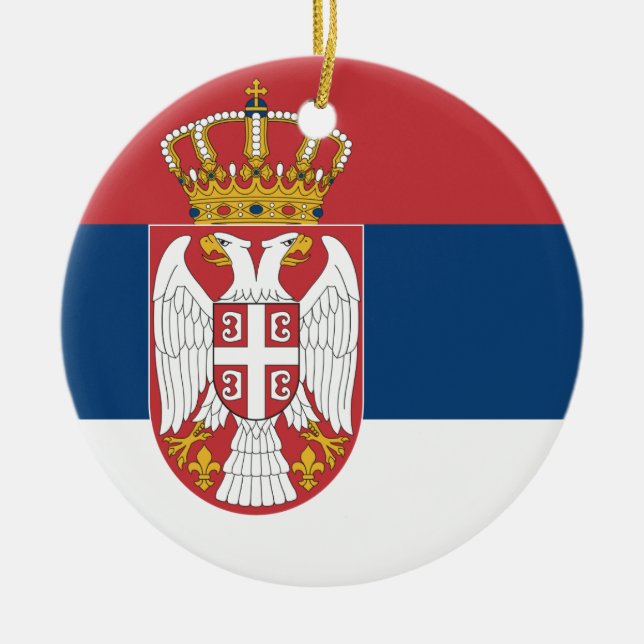 Serbia Flag Ceramic Tree Decoration (Front)