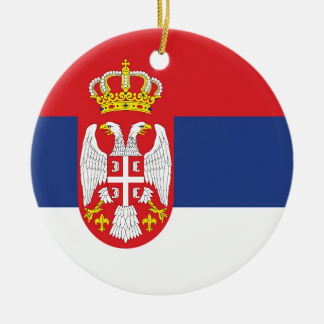 Serbia flag ceramic tree decoration (Front)