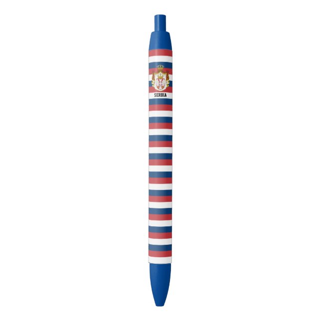 Serbia Flag Cute Patriotic Black Ink Pen (Front Vertical)