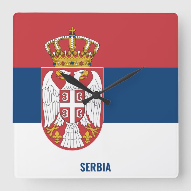 Serbia Flag Dazzling Patriotic Square Wall Clock (Front)
