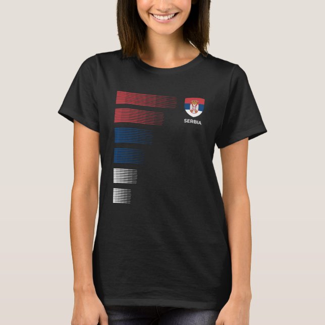 Serbia Flag Emblem Patriotic Serbia National Pride T-Shirt (Front)