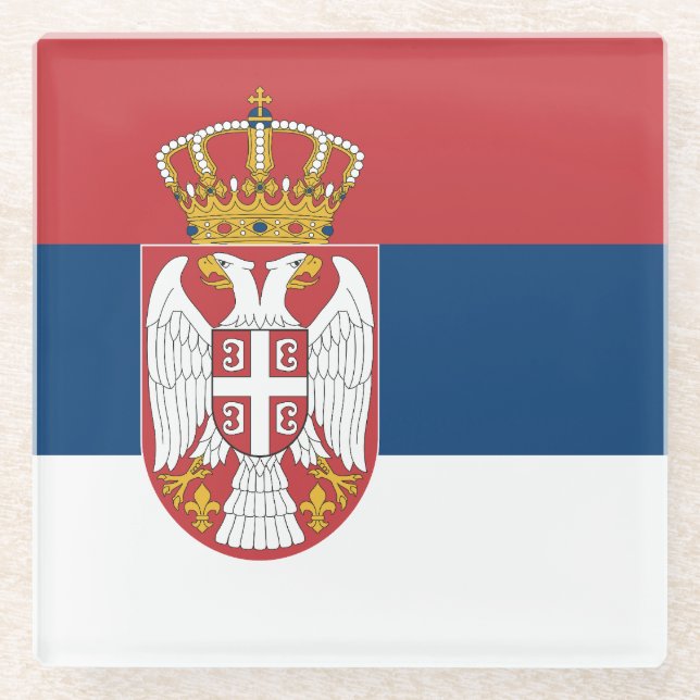 Serbia Flag Glass Coaster (Front)