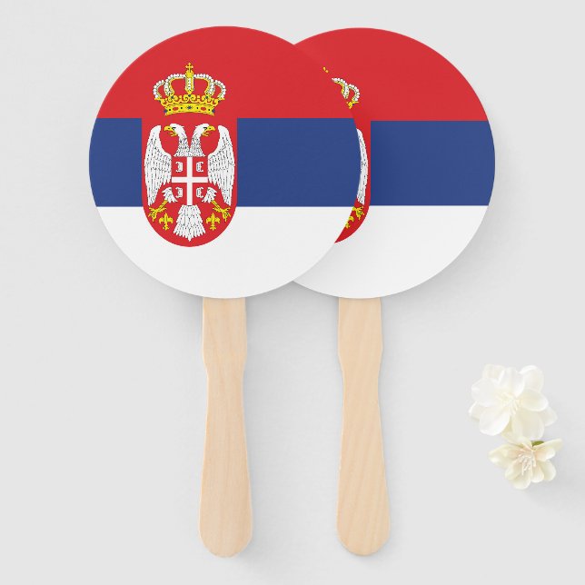 Serbia flag hand fan (Front and Back)