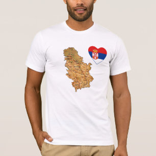 Serbia Flag Heart and Map T-Shirt