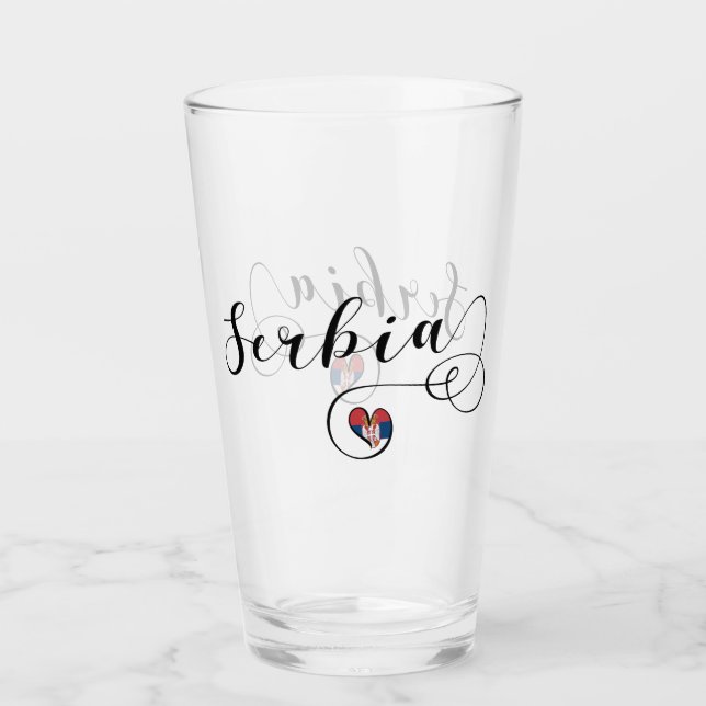 Serbia Flag Heart, Republika Srbija Glass (Front)