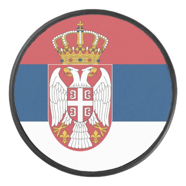 Serbia Flag Hockey Puck (Front)