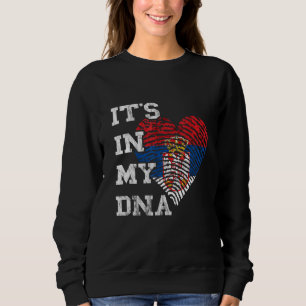 Serbia Flag It's In My DNA Heart Thumbmark Serbian Sweatshirt