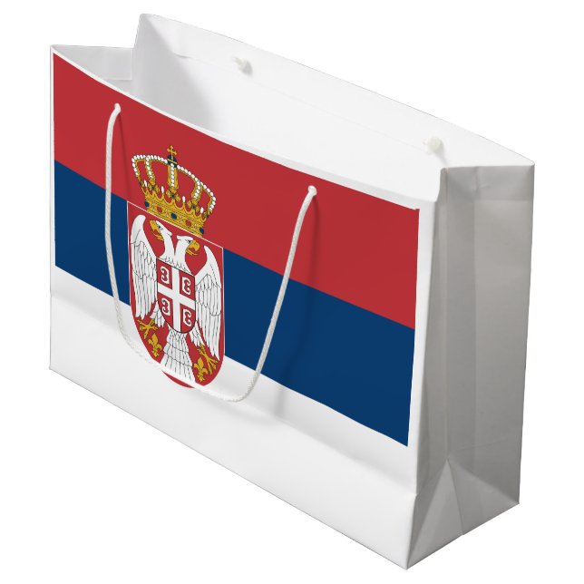 Serbia Flag Large Gift Bag (Front Angled)