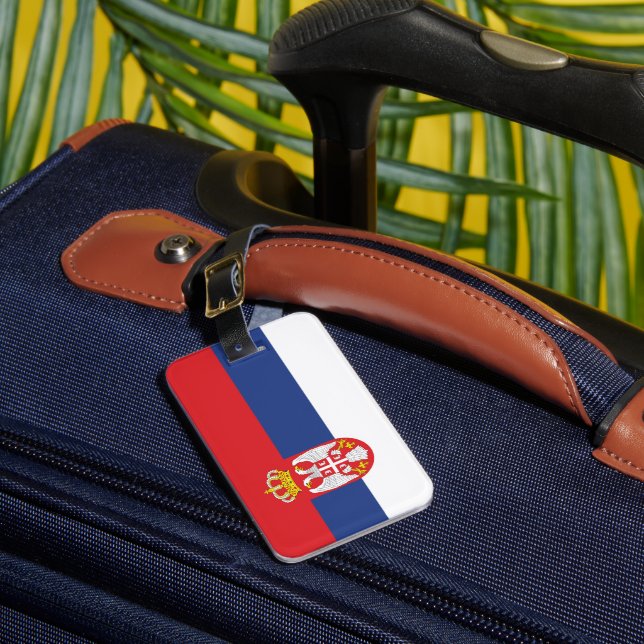 Serbia flag luggage tag (Front Insitu 1)