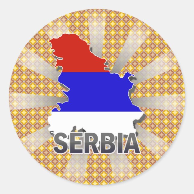 Serbia Flag Map 2.0 Classic Round Sticker (Front)