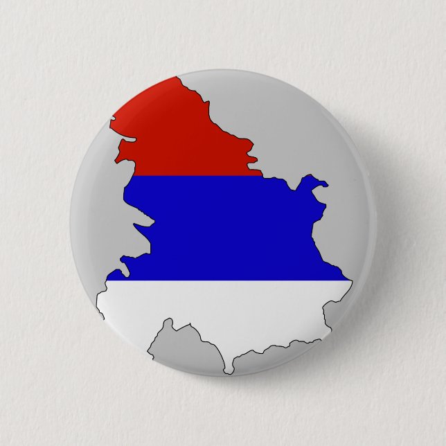 Serbia flag map 6 cm round badge (Front)