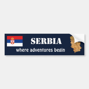 Serbia Flag + Map Bumper Sticker