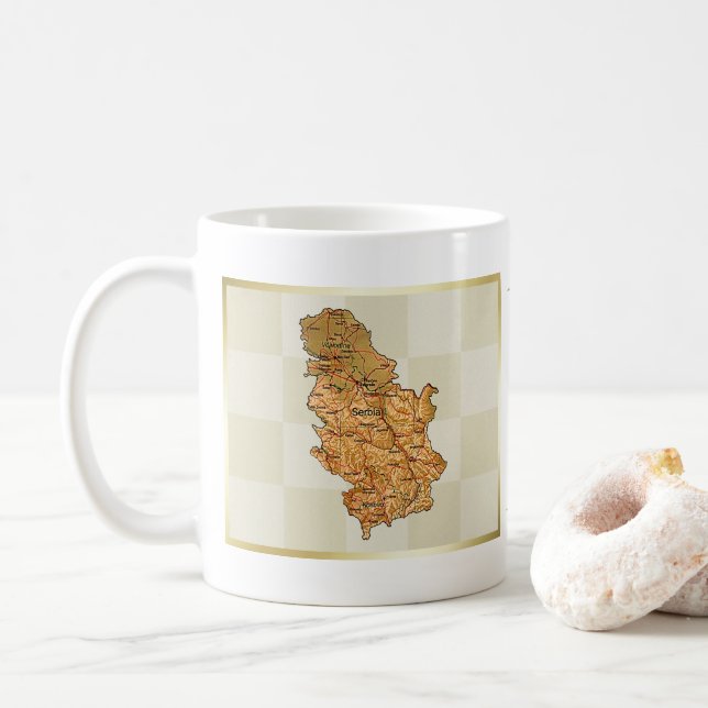 Serbia Flag + Map Mug (With Donut)