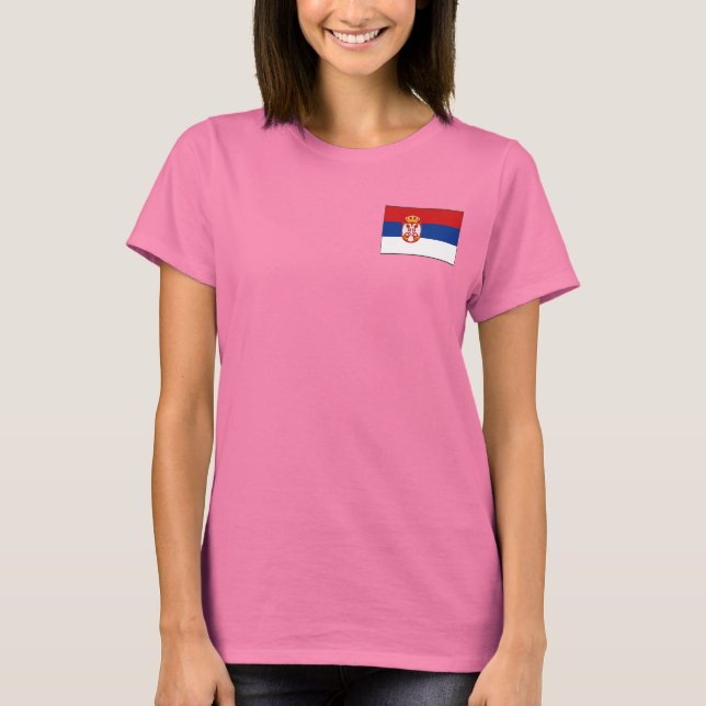 Serbia Flag + Map T-Shirt (Front)