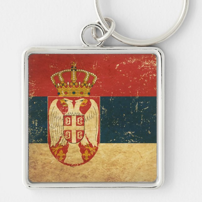 Serbia Flag Metal Keychain (Front)